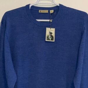 DONALD ROSS 100% FINE MERINO WOOL  OCEAN BLUE CREW NECK PULLOVER SWEATER 2XL NWT